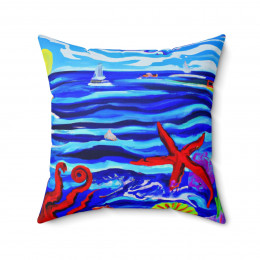 Agostino Carracci Inspired: Australian Seascape Fusion Pillows in 14", 16", 18", 20" Sizes - Coastal Artistry Meets Italian Mastery